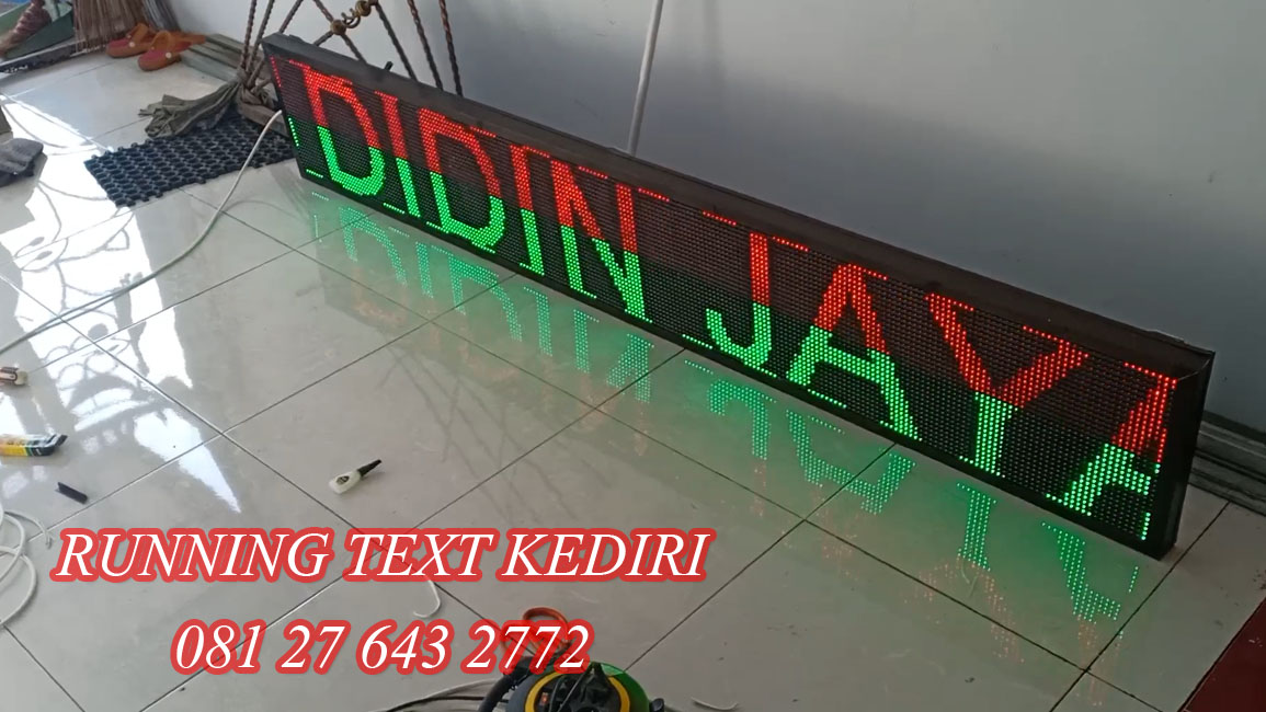 <p>Running text untuk sekolah merupakan salah satu led yang digunakan untuk media informasi, himbauan, dan berita terkini. Running text warna hijau dan merah merupakan warna dominan dan terlaris saat ini. Lokasi pemasangan : SMP Pawyatan Daha 1 Kediri.</p>